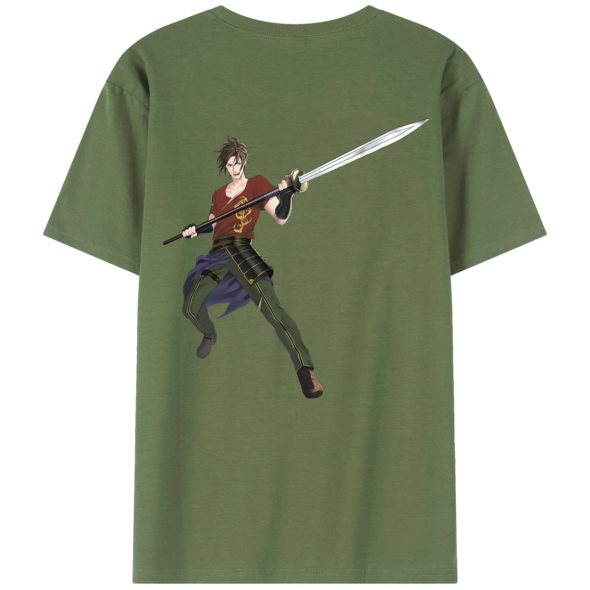 （画像用） 刀剣乱舞 Touken Ranbu 綿100％ メンズ半袖Tシャツ（バックプリント） 通気性